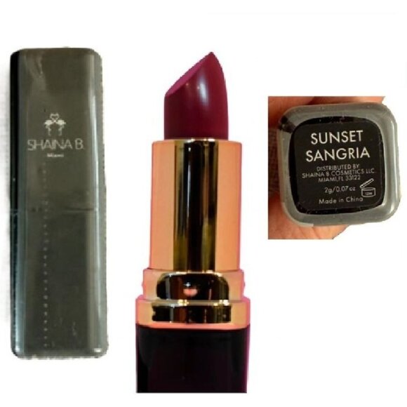 Shaina B Miami Lipstick Sunset Sangria Deep Red Travel Size Long Lasting Formula - Picture 1 of 9